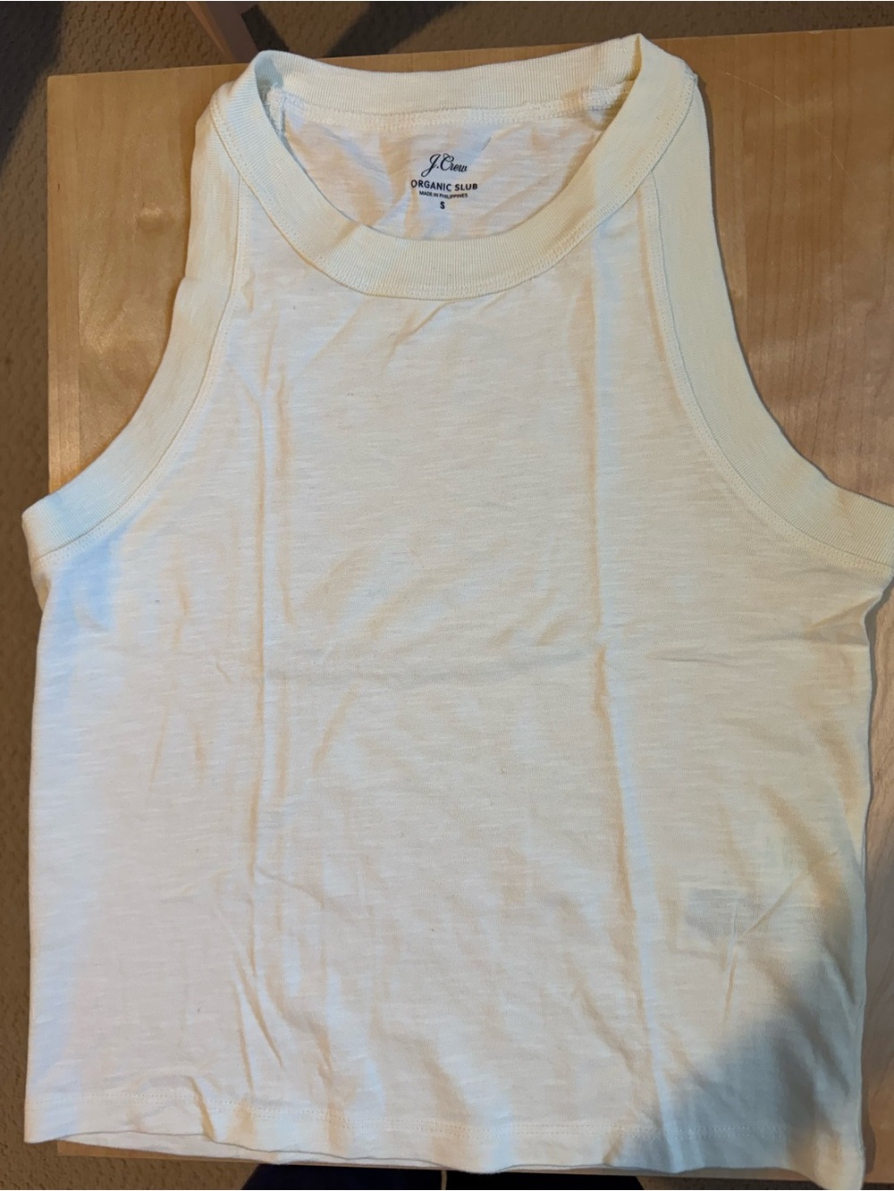J. Crew Cream Ribbed-Trim Tank